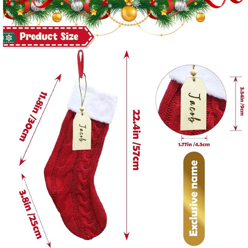 18" Knit Christmas Stockings Set of 3, with Gift Tag Bed Bath